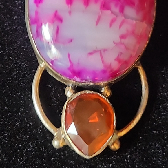 Agate Garnet 925 Sterling Silver Pendant - Picture 2 of 6